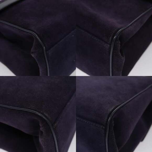 CELINE Hand Bag Suede Leather Purple Gold - Picture 10 of 13